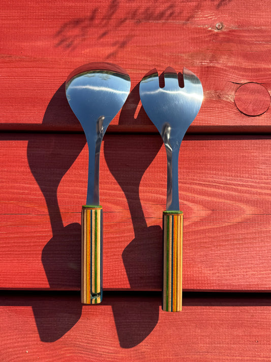 Salad Utensils - recycled skateboard