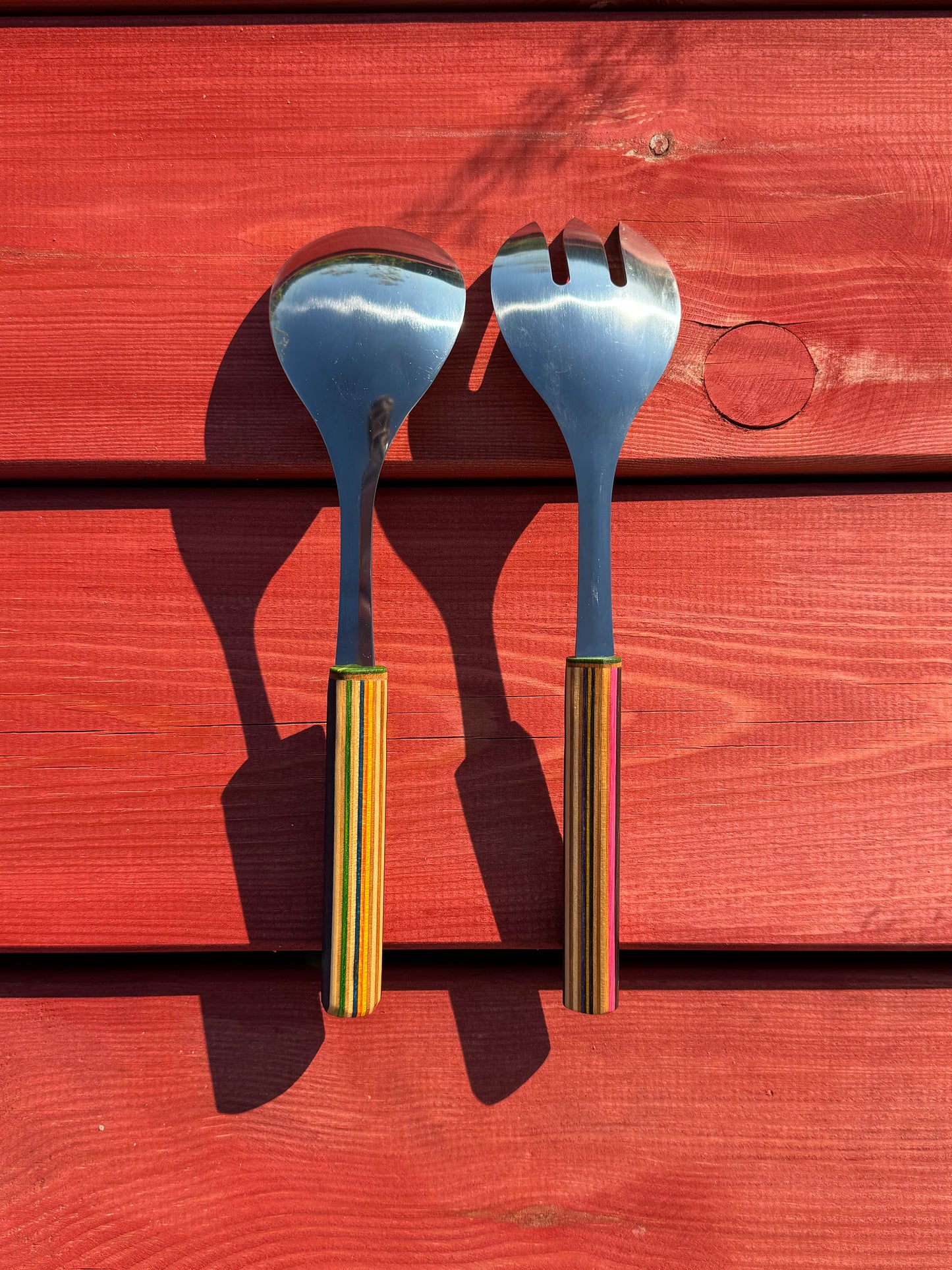 Salad Utensils - recycled skateboard